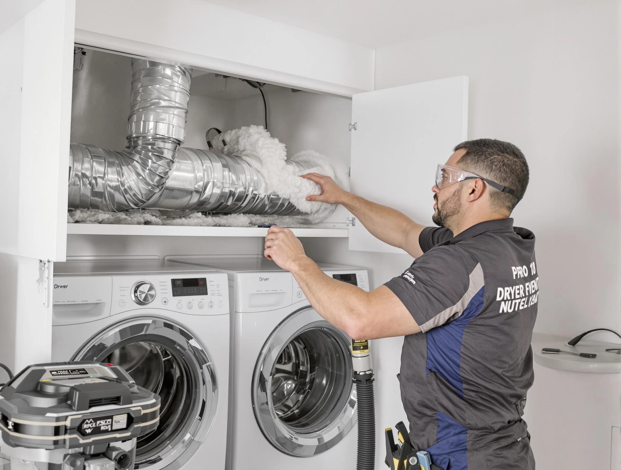 Bon Air Dryer Vent Cleaning certified technician performing specialized gas dryer vent cleaning in Bon Air